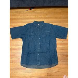 Harley-Davidson Denim Short Sleeve Shirt XL Made in Mexico Eagle Logo 100% Cotto